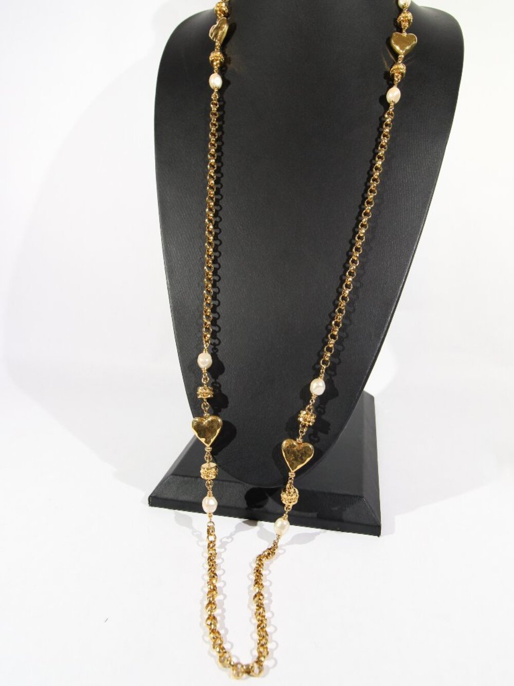 St John Designer Pearl & Heart Chain Necklace
